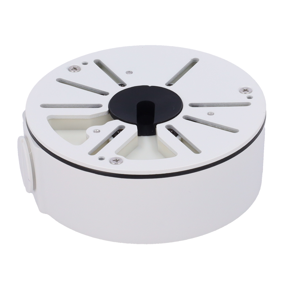 MARCA BLANCA JBOX-103-WHITE - Caja de conexiones - Para cámaras Bullet, Domo y Turret - Para cámaras con la salida de cable descentrada - Instalación en techo o pared - Color blanco | 125 Ø × 45.5 (Fo) mm - imagen 1
