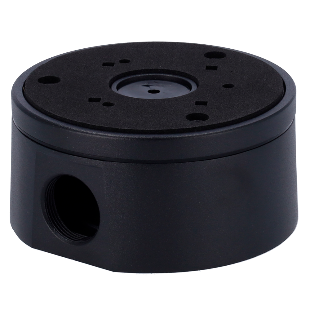 MARCA BLANCA JBOX-118-BLACK - Caja de conexiones - Para cámaras Bullet, Domo y Turret - Apto para uso exterior - Instalación en techo o pared - Incluye prensacable - Color negro | 118 Ø × 59 (Fo) mm - imagen 1