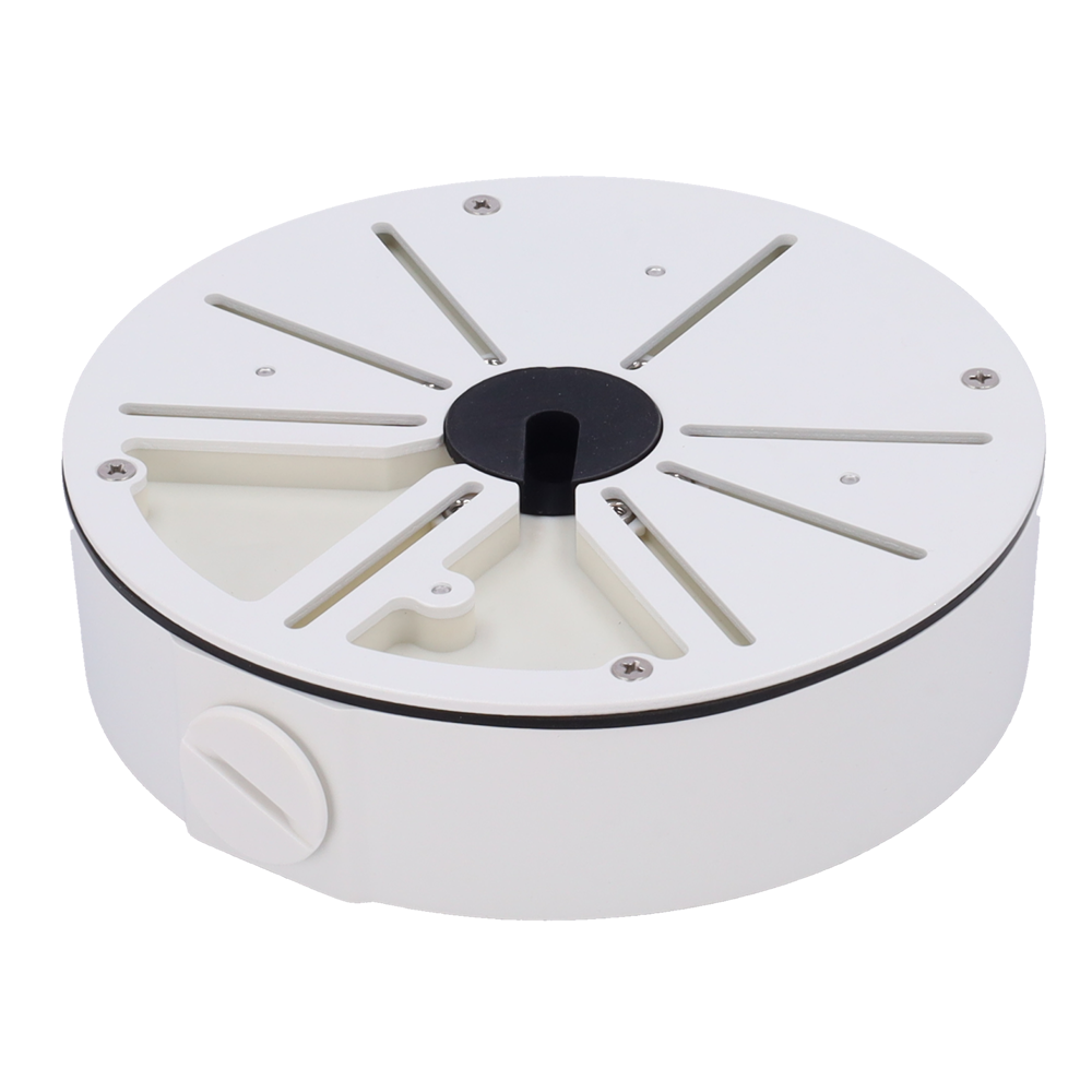 MARCA BLANCA JBOX-148-WHITE - Caja de conexiones - Para cámaras Bullet, Domo y Turret - Para cámaras con la salida de cable descentrada - Instalación en techo o pared - Color blanco | 173 Ø × 45.5 (Fo) mm - imagen 1