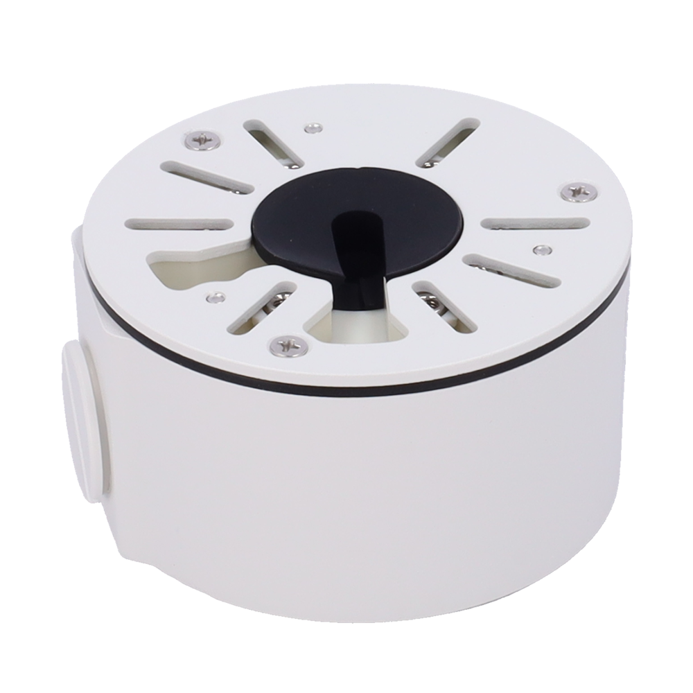 MARCA BLANCA JBOX-78-WHITE - Caja de conexiones - Para cámaras Bullet, Domo y Turret - Para cámaras con la salida de cable descentrada - Instalación en techo o pared - Color blanco | 100 Ø × 54.5 (Fo) mm - imagen 1