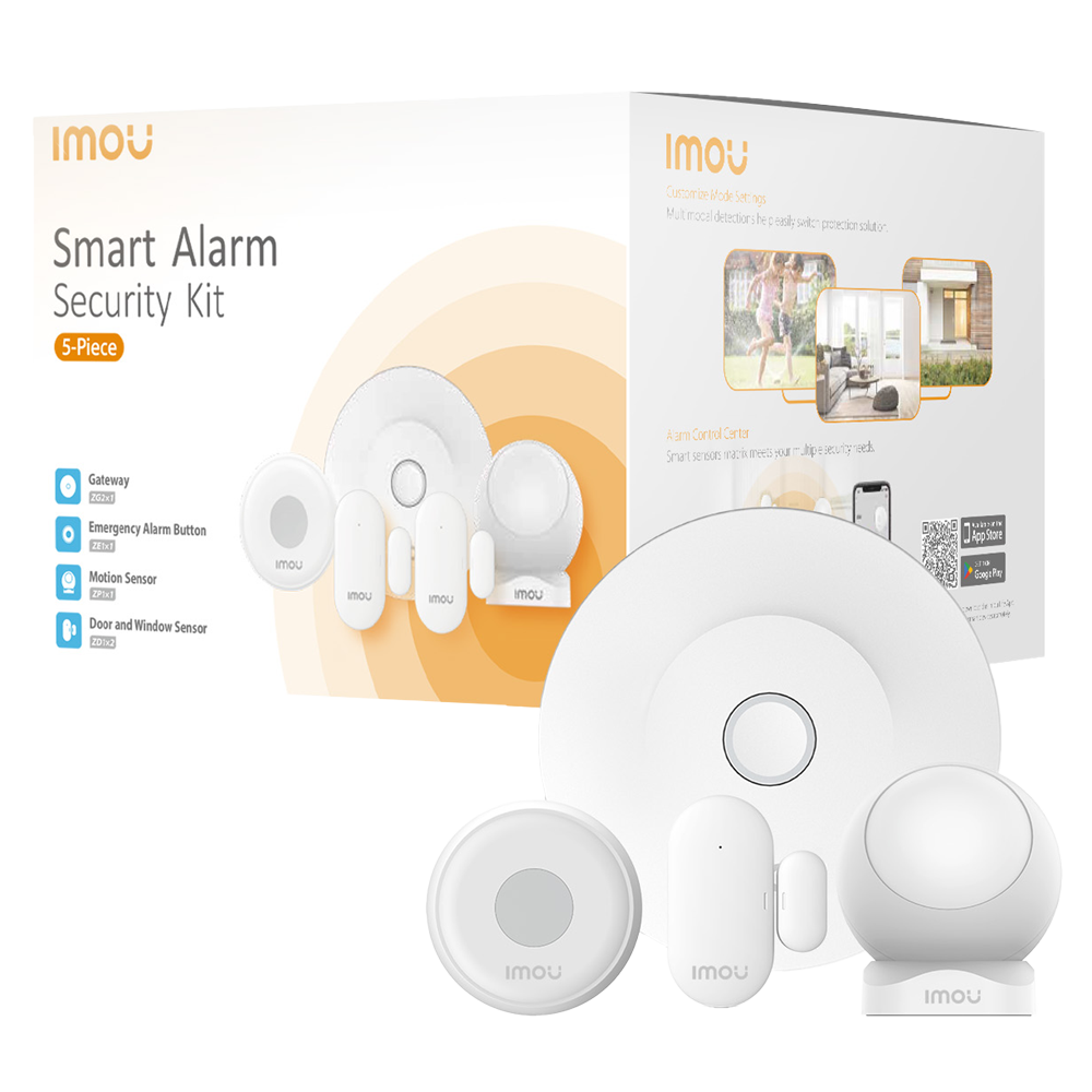 IMOU KIT-ALARM-ZG2-EU-5-IMOU - Imou kit de alarma domótico Inalámbrico - Concentrador de Alarma domótica - Zigbee 3.0 / WiFi 2.4 GHz - Gestiona desde la App - Hasta 32 DIspositivos - Apta para interior