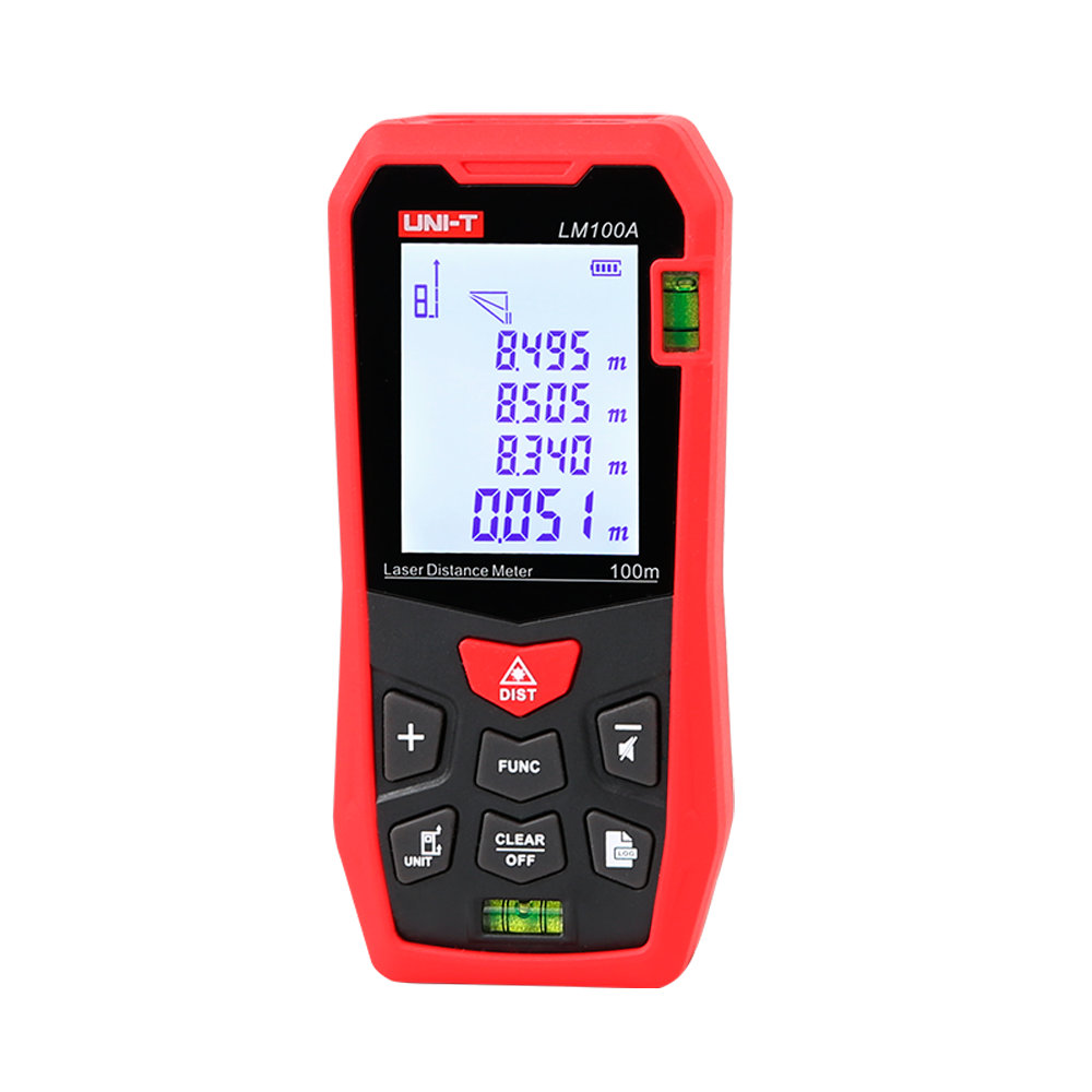 UNI-T LM100A - Medidor láser de distancia - Rango de hasta 100 m con precisión milimétrica - Medición de longitud, área, volumen - Diseño ergonómico y confortable - Almacenamiento de hasta 99 conjuntos de datos - Contiene nivelador de burbuja - imagen 1