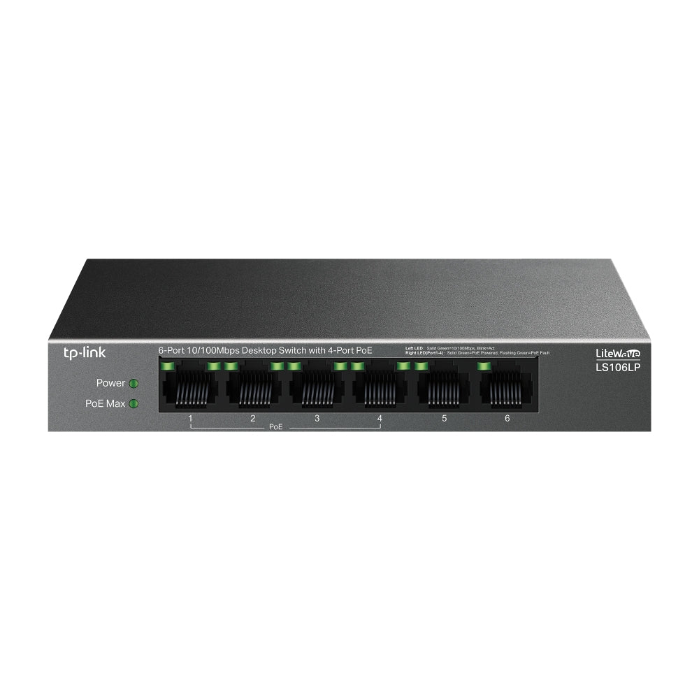 Imagen de TP-Link Switch PoE LS106LP 6 Puertos 4 PoE 250 m Modo de Extensión
