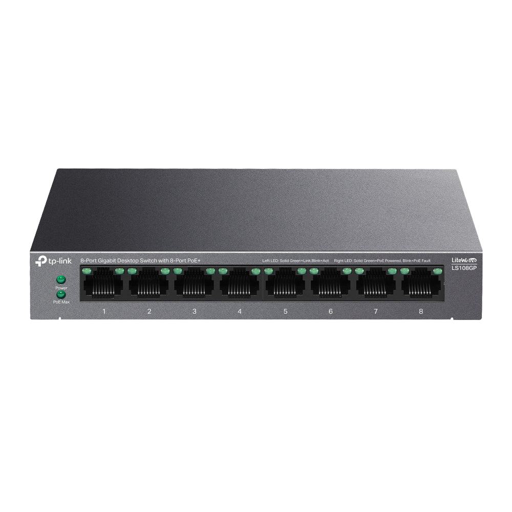 Imagen de TP-Link Switch PoE Gigabit LS108GP 8 Puertos 62W PoE+ Modo de Extensión 250 m