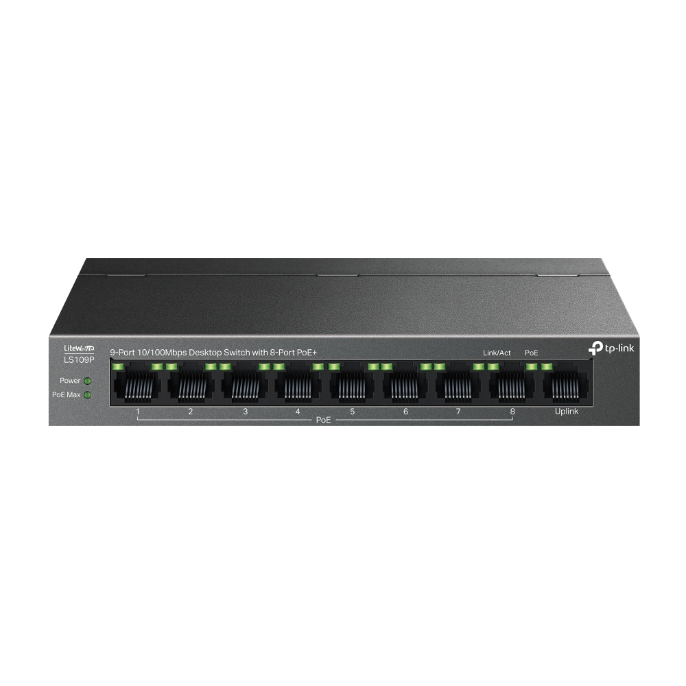 Imagen de TP-Link Switch PoE LS109P 9 Puertos 8 PoE+ 63W Modo de Extensión