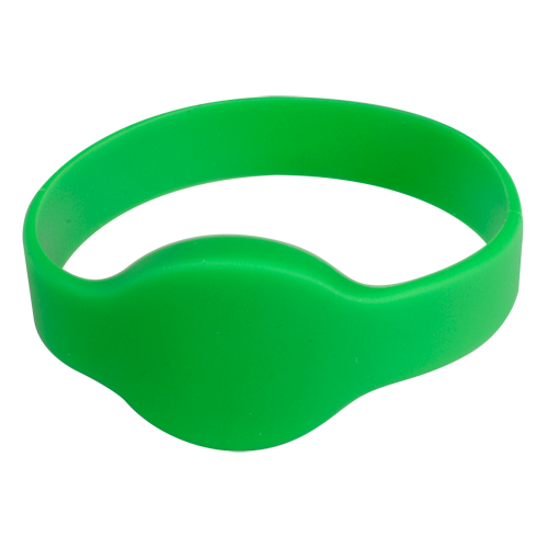 MARCA BLANCA MF-BAND-G - Pulsera de proximidad - ID por radiofrecuencia - MF pasivo | Color verde - Alta frecuencia 13.56 MHz - Diámetro 65 mm - Máxima seguridad