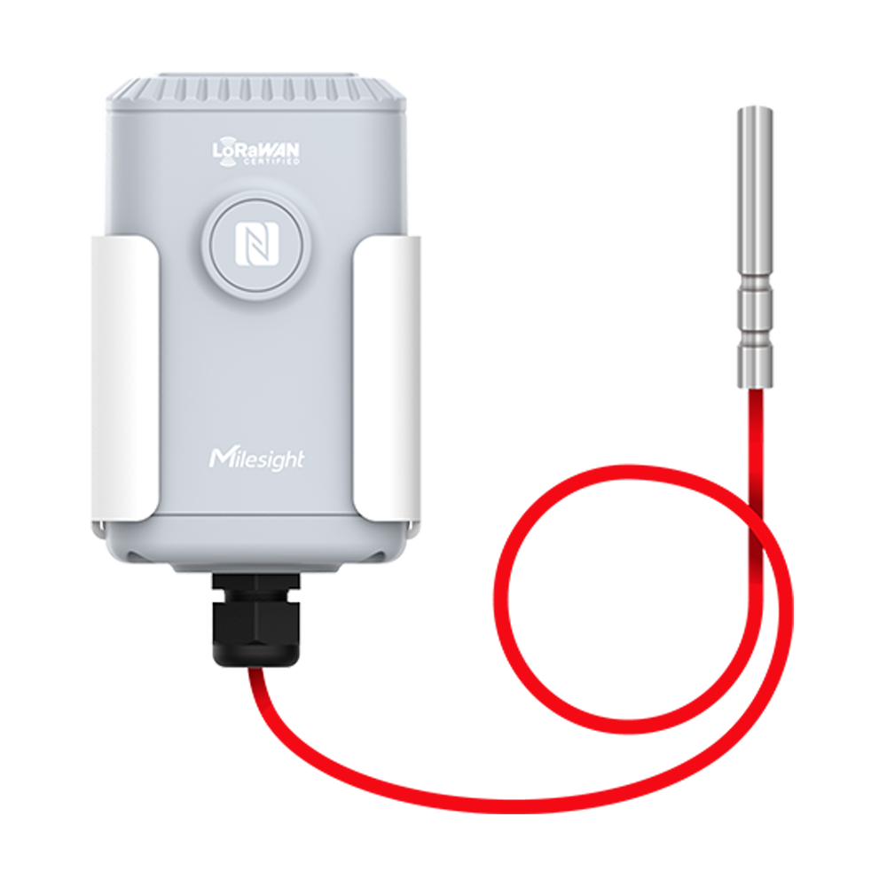 MILESIGHT MS-EM500-PT100-868M-T200 - Sensor temperatura LoRaWAN - Rango de detección de -50ºC ~ 200ºC - Hasta 10Km de alcance con visión directa - Configuración vía NFC y APP - Grado de Protección IP67 - Batería de larga duración