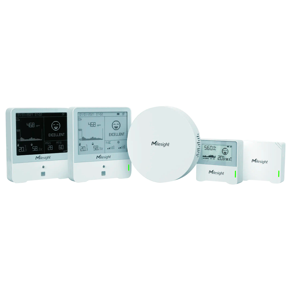 MILESIGHT MS-IAQ-KIT - Kit de solución Indoor Air Quality IoT LoRaWan - Mini LoraWan Gateway UG63 - 4 sensores de condiciones ambientales - 1 año de Milesight IoT Cloud Pro - 8 canales y conexión con 2000 dispositivos - Comunicación Ethernet