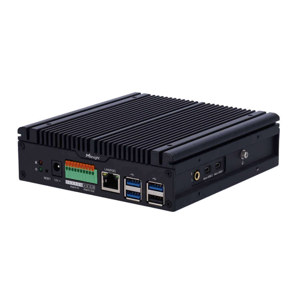 MILESIGHT MS-SE0208-K-NX - Milesight OpenVision mini servidor - Network Optix VMS preinstalado - Resolución máx. 4K | 8 canales - Ancho de banda 80/160Mbps - 2x microHDMI | 2 M.2 max. 4TB por disco - Cumplimiento NDAA - imagen 1