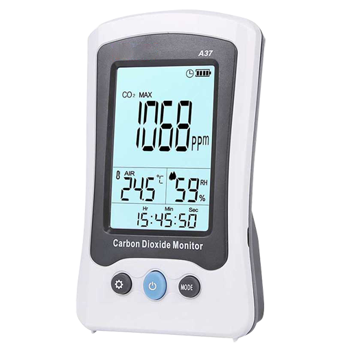 UNI-T MT-CO2-A37 - Medidor de CO2, temperatura y humedad - Con alarma visual y audible programable por el usuario - Registro de valor máximo / mínimo / medio - Rango medida de CO2 400~5000 ppm - Cálculo de promedio ponderado en el tiempo - Alimentación a - imagen 1
