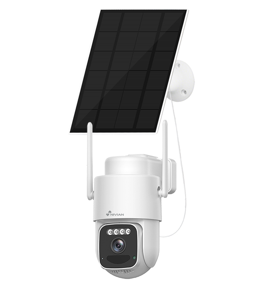 NIVIAN NV-ADDONCAM-KIT4GSOLAR - Nivian Kit CCTV 4G Solar 4MP Add On - Cámara Adicional para Kit - Cámaras motorizadas PT 4MP con batería 7800mAh - Conexión 4G LTE Cat.4 y WiFi6 de doble banda - Panel solar individual de 3W - Gestión inteligente remota con