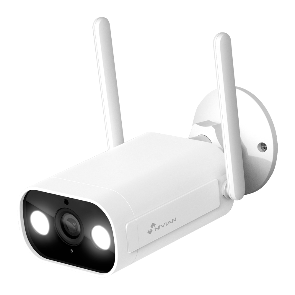 NIVIAN NVS-IPC-02-LO1 - Nivian Smart Cámara 2K (2304x1296) - Lente 4 mm | Wifi 2.4 GHz - Apta para exterior | IR hasta 10 m - Luz blanca | Detección de personas - Grabación en tarjeta MicroSD o Cloud | IP66 - Compatible TUYA Smart / Google / Alexa - imagen 1