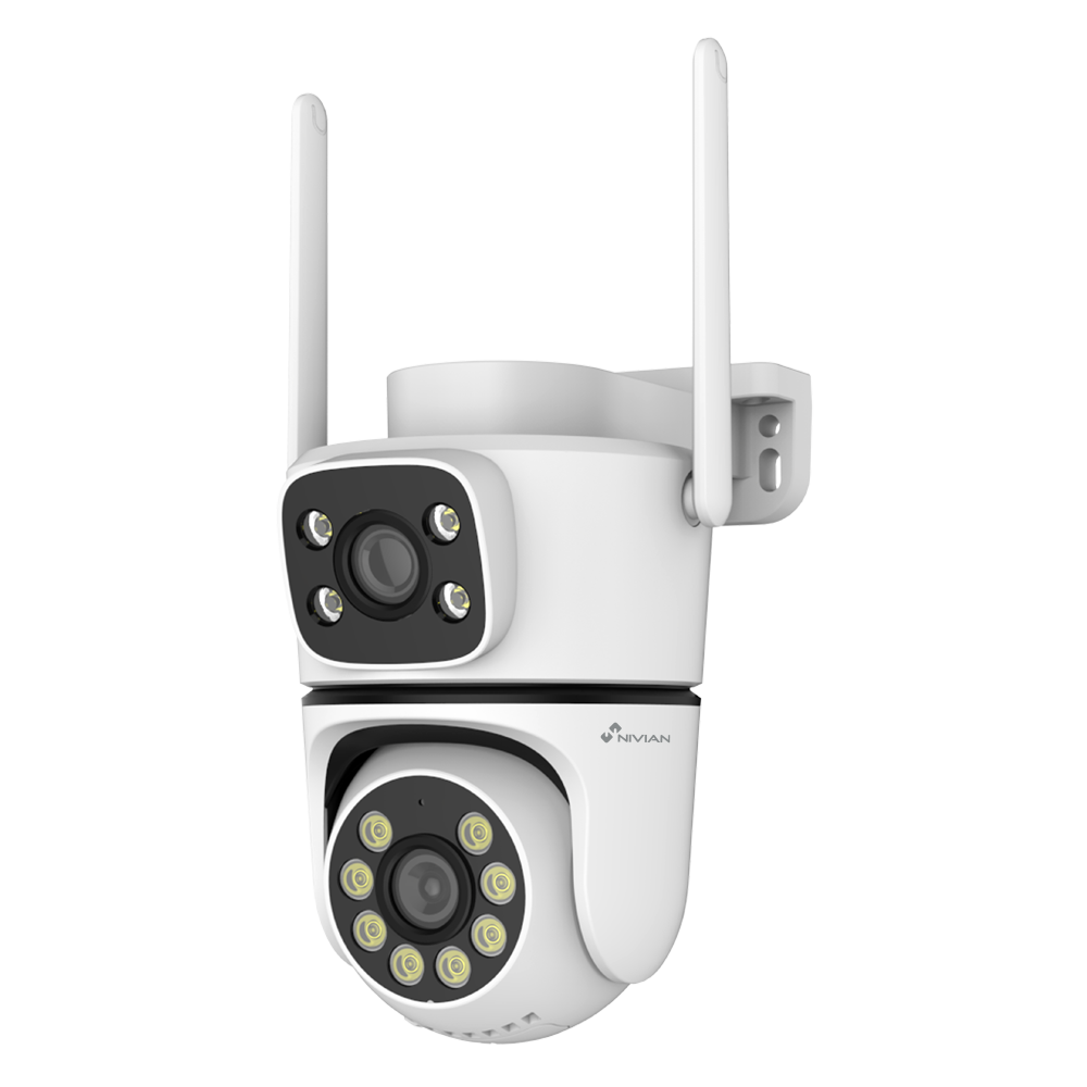NIVIAN NVS-IPC-0S6-DUAL - Nivian Smart Cámara 2K / 3MP - Wifi Dual 2.4 y 5 GHz | Exterior IP65 - IR hasta 10 m - Control PT motorizado / Autotracking - Grabación en tarjeta MicroSD o Cloud - Compatible con TUYA Smart / Google / Alexa