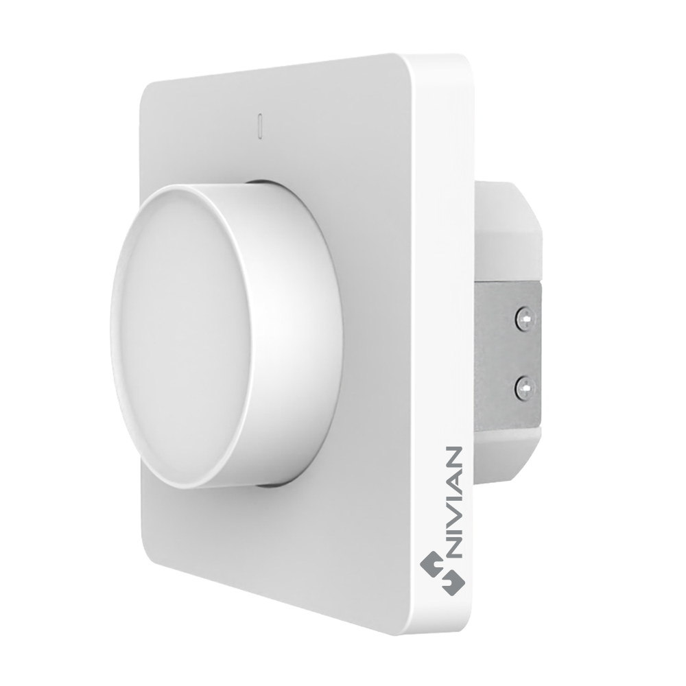 NIVIAN SMART NVS-SMARTDIMMER-KNOB - Regulador de pared inteligente de 1 Linea - WiFi 2.4 GHz IEEE802.11 b/g/n - Carga máxima 10A - Protección contra sobretensiones - Compatible con TUYA Smart - Compatible con Alexa y Asistente de Google