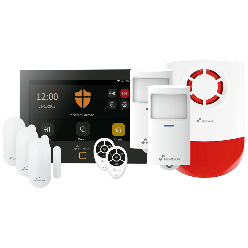 NIVIAN SMART NVS-TOUCHALARM-PREMIUM - Kit de alarma WiFi + GSM Nivian Smart - Teclado táctil - Comunicación WiFi y GSM 4G - Inalámbrico 433 MHz - Hasta 166 dispositivos inalámbricos - Compatible con la plataforma Tuya - imagen 1