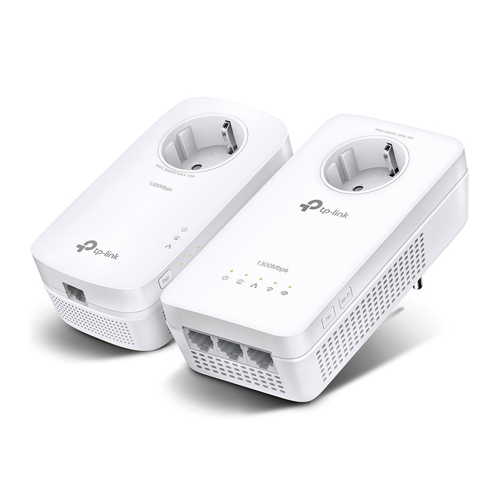 Imagen de TP-Link Kit Extensor WiFi Powerline TL-WPA8631P AC1300 Toma de Corriente Adicional 3 Puertos Gigabit