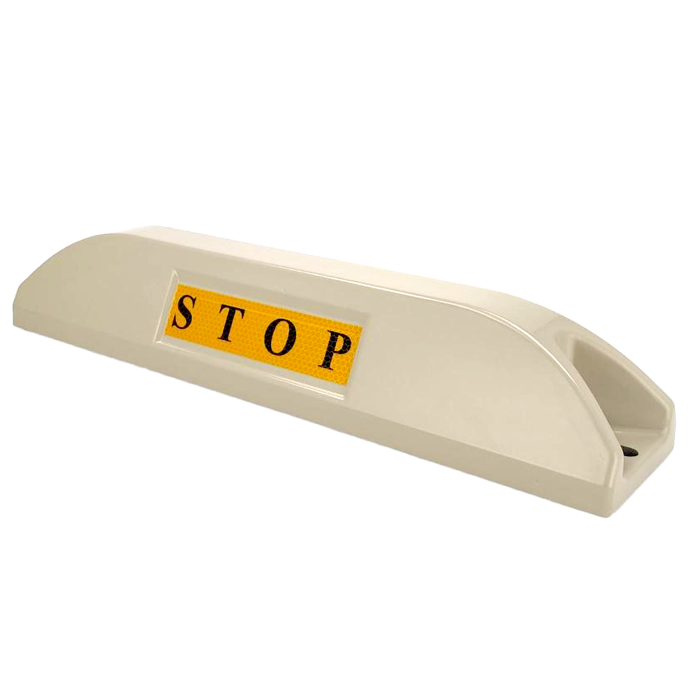 MARCA BLANCA PB-PARK-STOPPER - Tope para aparcamiento de vehículos - Tiras reflectantes - Medidas: 550 (An) x 95 (Al) x 120 (Fo) mm - Instalación en superficie - Fabricado en acero - imagen 1