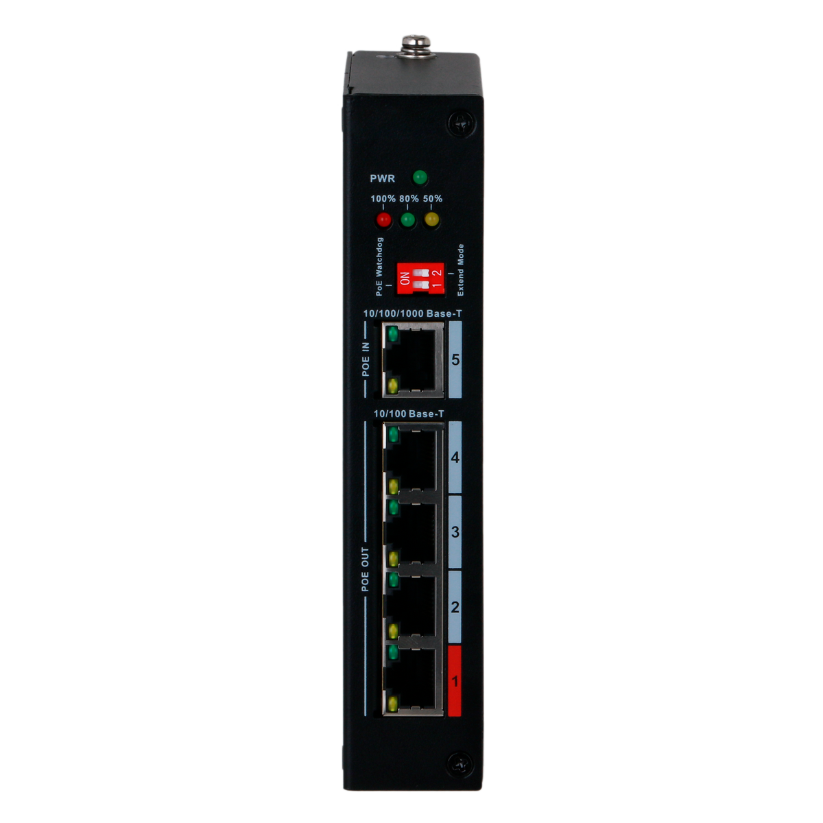 BRANDED PFT1500 - Extensor PoE. - Soporta estándares modernos IEEE 802.3af/at/bt. - Dispone de 5 puertos RJ45 (1 PoE IN / 4 PoE OUT). - Suministro de potencia masiva de hasta 90 W. - Transferencia de datos Gigabit en puerto de entrada. - Función inteligen - imagen 1