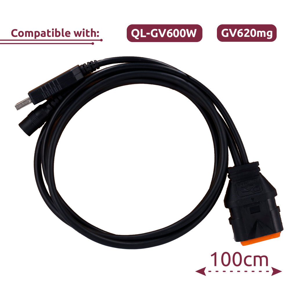 QUECLINK QL-GV600W-UK - Cable de configuración - Compatible con QL-GV600W &amp; GV620mg - Longitud 100cm - Alimentador 12V DC 1A - imagen 1
