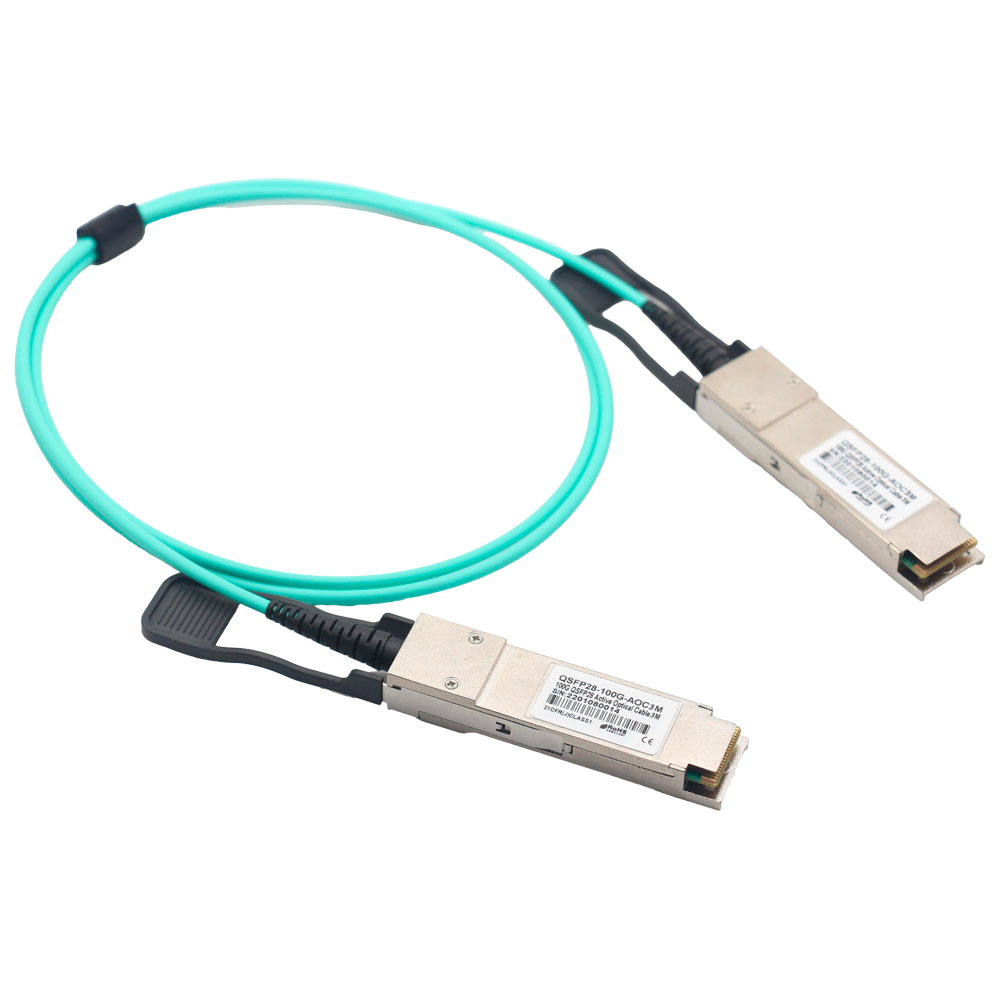 MARCA BLANCA QSFP28-100G-AOC-3M - Cable de conexión directa QSFP28 activo - Tasa de velocidad de datos de hasta 100Gbps - Módulos QSFP28 integrados en ambos extremos - Ideal para Stacking entre Switches - Longitud física de cable de 3 metros - Cable óptic - imagen 1