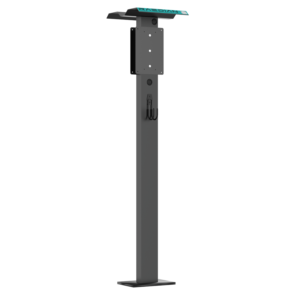 RAEDIAN RD-NEO-PDST-DS-H-B - Pedestal para cargador de coche eléctrico - Compatible con RAEDIAN NEO/NEX/NORA - Pedestal con techo - Soporte para manguera de carga - Aluminio - Tornillería incluida - imagen 1