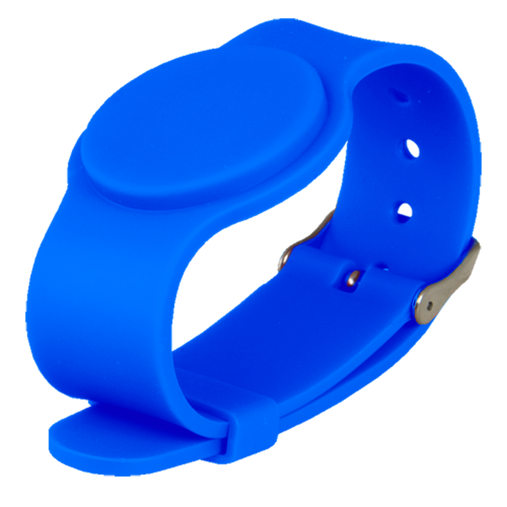MARCA BLANCA RFID-BAND-ADJ-B - Pulsera de proximidad - ID por radiofrecuencia - EM pasivo | Color azul - Baja frecuencia 125 kHz - Correa ajustable por puntos - Máxima seguridad