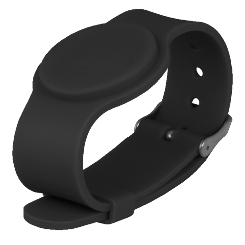 MARCA BLANCA RFID-BAND-ADJ-BK - Pulsera de proximidad - ID por radiofrecuencia - EM pasivo | Color negro - Baja frecuencia 125 kHz - Correa ajustable por puntos - Máxima seguridad