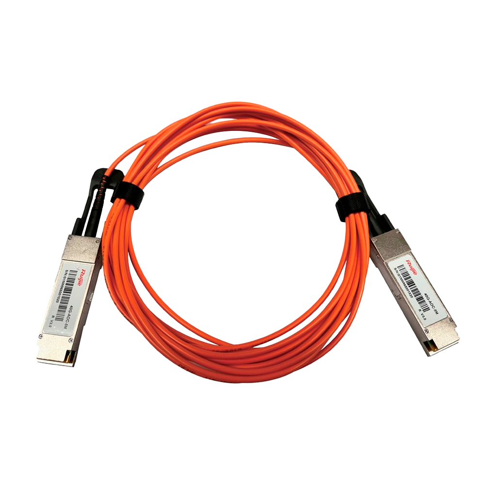 RUIJIE ENTERPRISE RG-40G-AOC-5M - Cable óptico activo QSFP+ de Ruijie - Conectores directos QSFP+ a QSFP+ - Módulos QSFP+ fijos en ambos extremos - Tasa de velocidad de datos de 40Gbps - Ideal para Stacking entre Switches - Longitud física de cable de 5 m