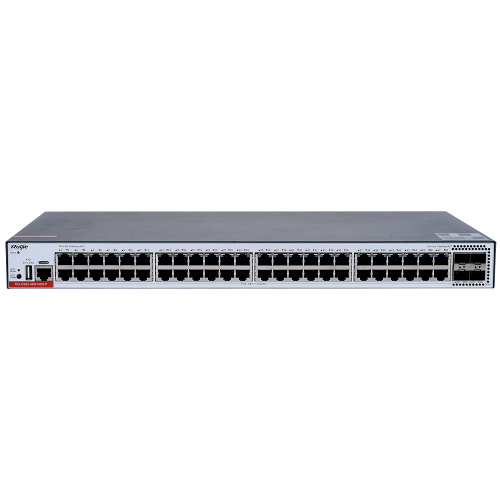 RUIJIE ENTERPRISE RG-CS83-48GT4XS-P - Ruijie Cloud Managed Layer 3 PoE+ Switch - 52 Puertos Totales (48 PoE+ / 4 Uplinks 10G SFP+) - Enlaces de fibra de 10 Gbps de ultra velocidad - Potencia PoE+ estable de 30W / Total 405W - Redundancia de arranque Dual - imagen 1
