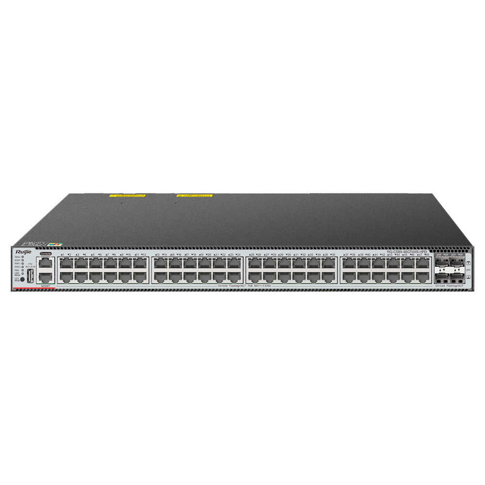 RUIJIE ENTERPRISE RG-CS85-48GT4XS-HPD - Ruijie Cloud Managed Layer 3 PoE+ Switch - 52 Puertos Totales (48 PoE+ / 4 Uplinks 10G SFP+) - Enlaces de fibra de 10 Gbps de ultra velocidad - Potencia PoE+ estable de 30W / Total 1440W - Suministro continuo PoE en - imagen 1