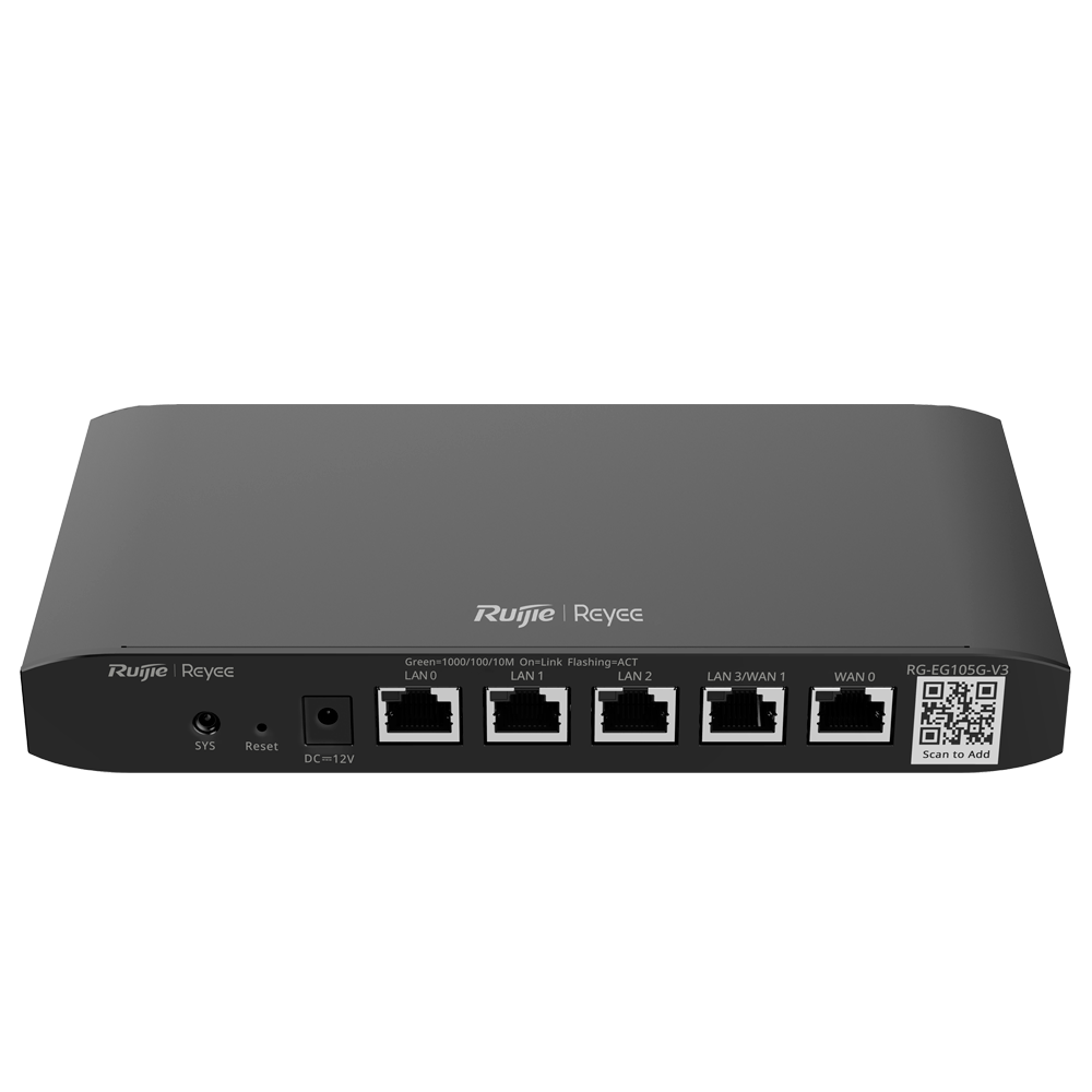REYEE RG-EG105G-V3 - Reyee Router Controlador Cloud - 5 Puertos RJ45 10/100 /1000 Mbps - Admite hasta 2 WAN para failover o balanceo - Hasta 600 Mbps de ancho de banda - Servidor VPN IPSec, L2TP, PPTP, OpenVPN - imagen 1