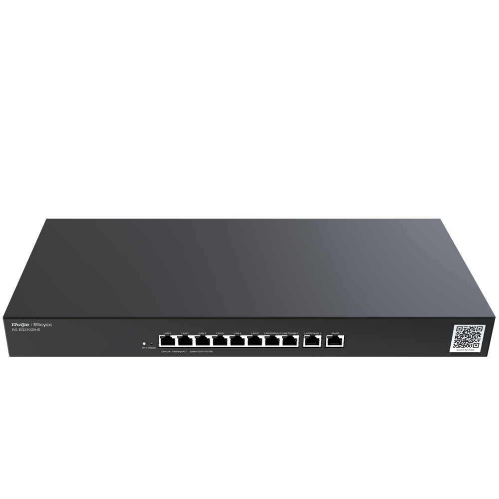 REYEE RG-EG310GH-E - Reyee Router Controlador Cloud - 9 Puertos LAN + 1 Puerto WAN - 10 Puertos RJ45 10/100 /1000 Mbps - Admite hasta 4 WAN para failover o balanceo - Hasta 1500 Mbps de ancho de banda - Servidor VPN IPSec, L2TP, PPTP, OpenVPN - imagen 1