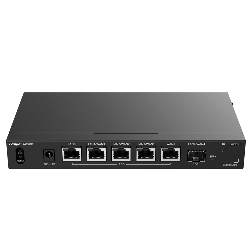 REYEE RG-EG406XS - Reyee Router Cloud - 5 Puertos RJ45 2.5G + 1 SFP+ 10Gigabit - Funciones básicas de Firewall - Admite hasta 5 WAN para failover o balanceo - Hasta 2500 Mbps de ancho de banda - Hasta 400 usuarios recomendados - imagen 1