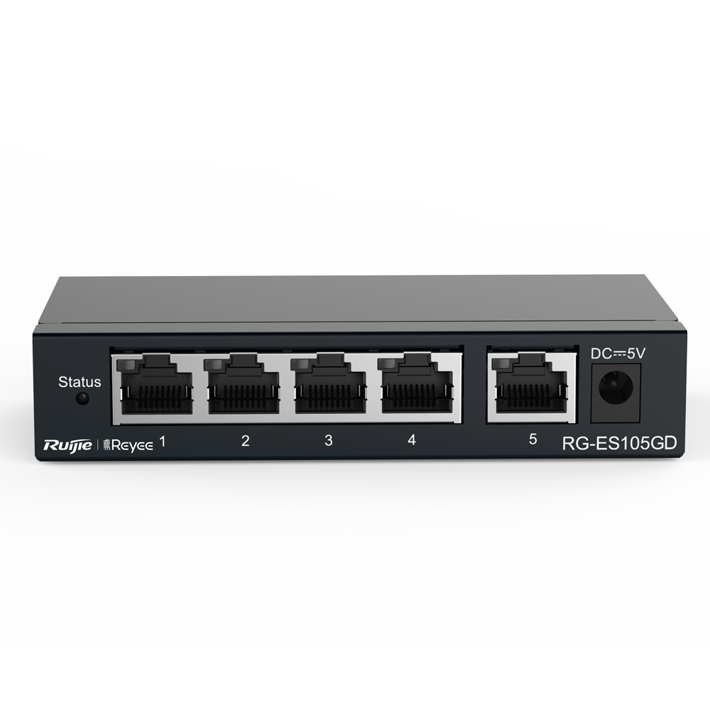 REYEE RG-ES105GD - Reyee Switch Sobremesa - Carcasa Metal - 5 puertos RJ45 - Velocidad 10/100/1000 Mbps - Plug and Play - Tecnología ahorro de energía - imagen 1