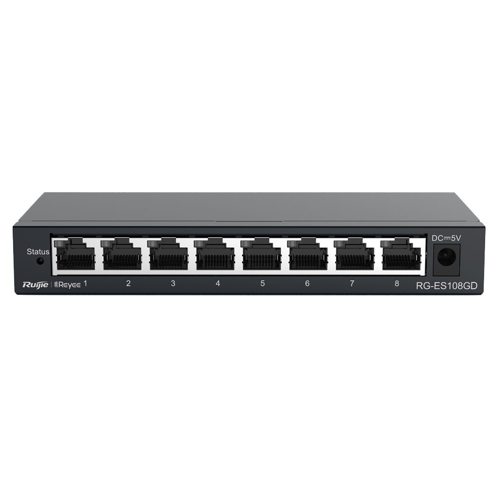REYEE RG-ES108GD - Reyee Switch Sobremesa - Carcasa Metal - 8 puertos RJ45 - Velocidad 10/100/1000 Mbps - Plug and Play - Tecnología ahorro de energía - imagen 1