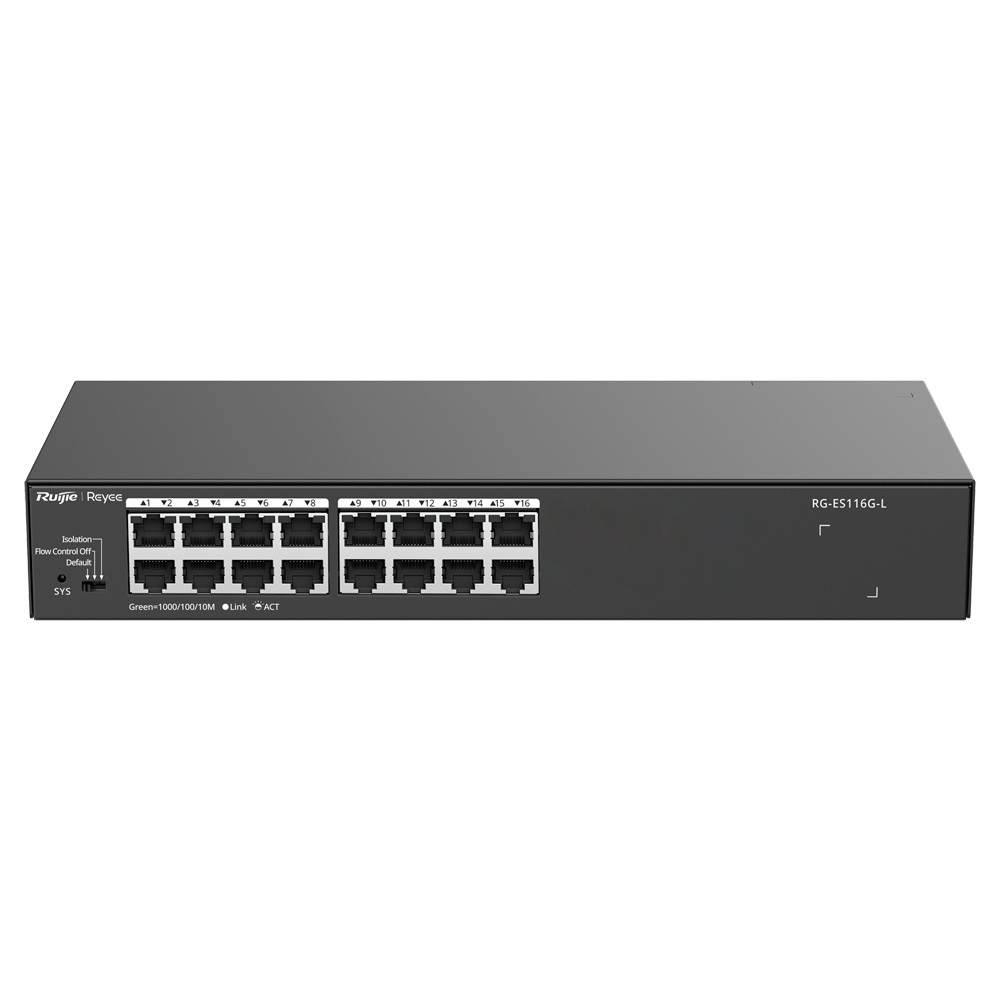 REYEE RG-ES116G-L - Reyee Switch Sobremesa - Carcasa Metal - Enrackable - 16 puertos RJ45 - Velocidad 10/100/1000 Mbps - Plug and Play - Tecnología ahorro de energía - imagen 1