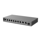 REYEE RG-ES211GS-LP - Ruijie Reyee Cloud Managed L2 Switch - 10 puertos Gigabit RJ45 y 1 ranura SFP - 8 puertos PoE/PoE+ con presupuesto de 70 W - Suministro PoE continuo y Watchdog inteligente - Chasis metálico de escritorio sin ventilador - Protección c - imagen 1