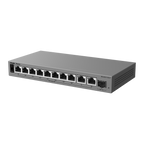 REYEE RG-ES211GS-P - Ruijie Reyee Cloud Managed L2 Switch - 10 puertos Gigabit RJ45 y 1 ranura SFP - 8 puertos con inyección PoE+ (Presupuesto 120W) - Suministro PoE continuo y Watchdog inteligente - Chasis metálico de escritorio sin ventilador - Protecci - imagen 1