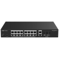 REYEE RG-ES220GS-LP - Ruijie Reyee Cloud Managed L2 Switch - 20 Puertos Totales (16 PoE+ / 2 Uplink / 2 SFP) - Enlaces de fibra SFP para distancias extensas - Potencia PoE+ estable de 30W / Total 130W - Sistema PoE Watchdog para autoreinicio de cámaras - imagen 1