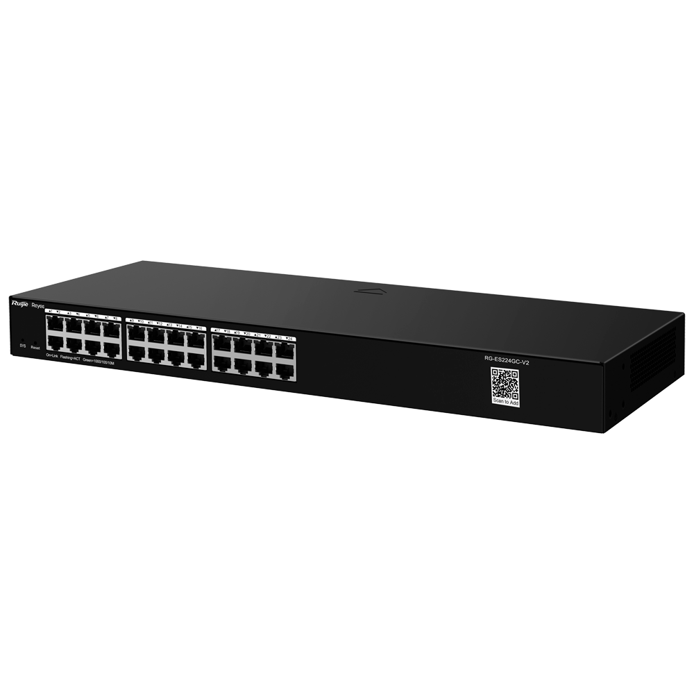 REYEE RG-ES224GC-V2 - Ruijie Reyee Cloud Managed L2 Switch - 24 Puertos Gigabit Ethernet RJ45 de alta velocidad - Reconocimiento inteligente de cámaras IP (CCTV) - Prevención automática de bucles (Loop Prevention) - Gestión en la nube Ruijie Cloud de por - imagen 1