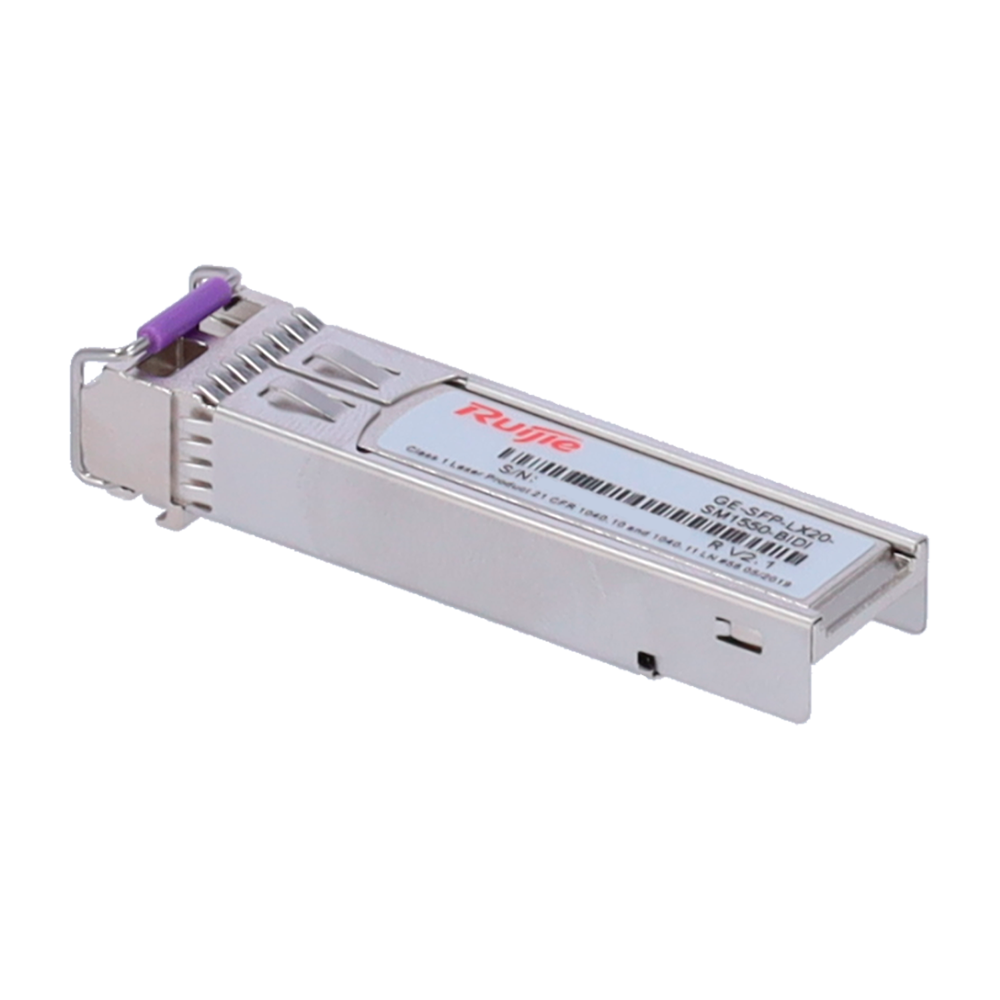 RUIJIE ENTERPRISE RG-GE-SFP-LX20-SM1550-BIDI - Módulo transceptor SFP BiDi de Ruijie - Estándar Ethernet 1000Base-LX - Conector de tipo LC Simplex bidireccional - Distancia operativa de hasta 20Km - Longitud de onda dual Tx1550nm y Rx1310nm - Tasa de velo - imagen 1