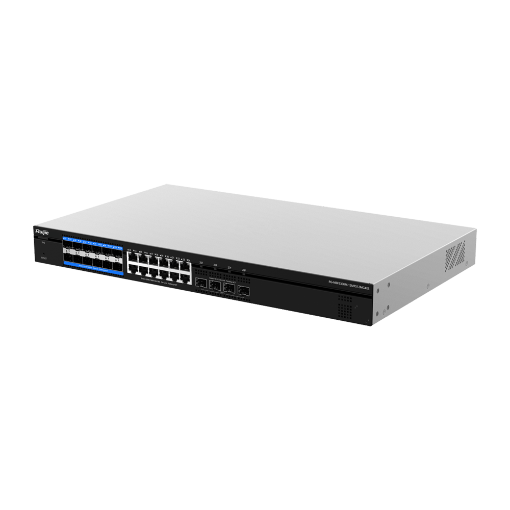 REYEE RG-NBF5300M-12MFS12MG4XS - Switch Core L3 e-Lighten 2.0 con OLT integrada - 12 puertos SC 2.5G y 12 puertos RJ45 2.5G - Capacidad de conmutación total de 240 Gbps - Static LAG/DHCP Snoop/IGMP Snoop/Port Mirror - VLAN/Port Isolation/STP/RSTP/ACL/QoS/ - imagen 1