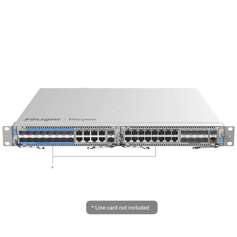 REYEE RG-NBF6002M - Reyee E-Lighten Switch Modular de Chasis Capa 3 - 2 Slot de Expansión (Tamaño total de 1U) - Hasta 16 Puertos E-Lighten Splitting &amp; Ethernet - Hasta 48 Puertos RJ45 / 16 SFP GE / 4 SFP+ - Static LAG/DHCP Snoop/IGMP Snoop/Port Mirro - imagen 1