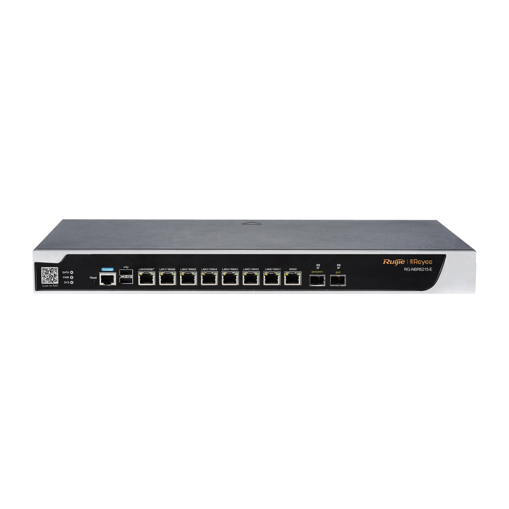 RUIJIE ENTERPRISE RG-NBR6215-E - Ruijie Router Cloud - 8 Puertos GE+ 1 SFP Gigabit + 1 SFP+ 10Gigabit - Funciones básicas de Firewall - Admite hasta 9 WAN para failover o balanceo - Hasta 2500 Mbps de ancho de banda - Hasta 2000 usuarios recomendados - imagen 1