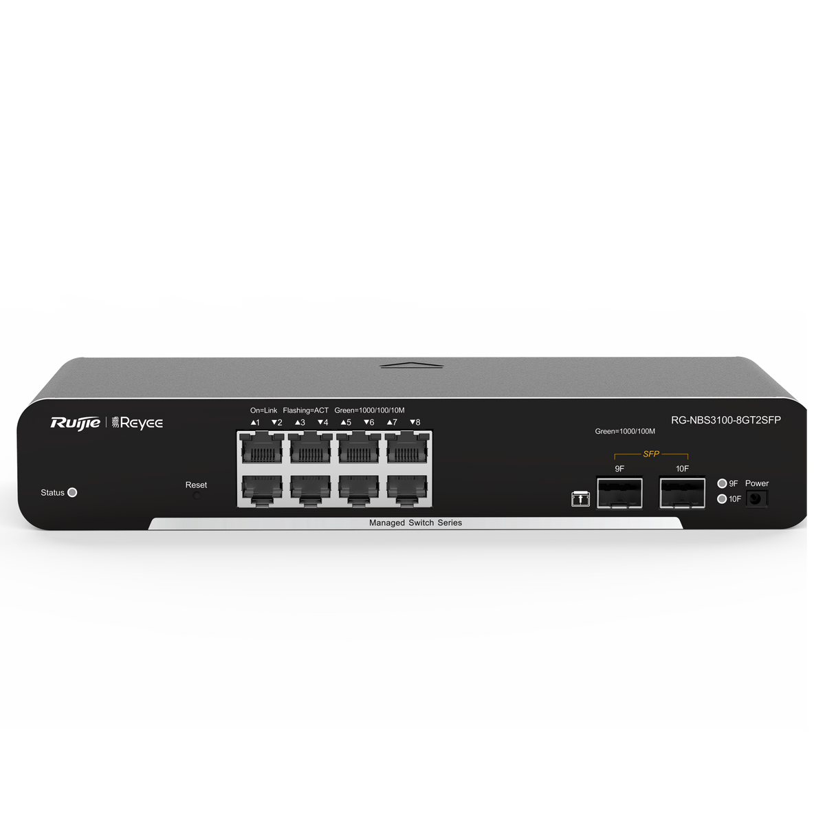 REYEE RG-NBS3100-8GT2SFP - Ruijie Reyee Cloud Managed L2 Switch - 8 Puertos Gigabit Ethernet + 2 Enlaces SFP - Ranuras SFP independientes para fibra óptica - Seguridad avanzada: ACL, Radius y 802.1X - Garantía oficial extendida de 5 años - Gestión en la n - imagen 1