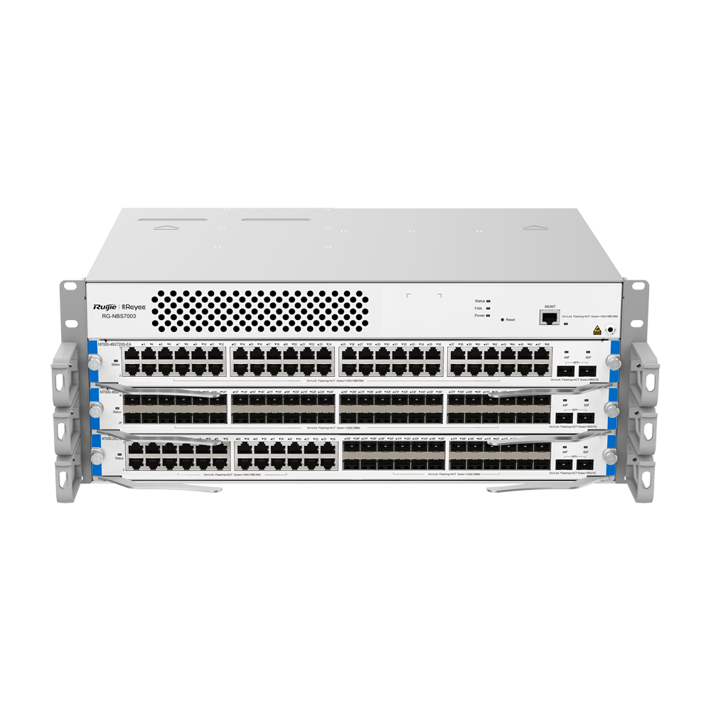 REYEE RG-NBS7003 - Ruijie Reyee Cloud Managed L3 Core Chassis - Capacidad de conmutación core masiva de 960 Gbps - Servidor DHCP e interconexión virtual VCS - Tabla de direcciones MAC empresarial de 32 K - Arquitectura robusta con ventilación Hot-Swap - G - imagen 1