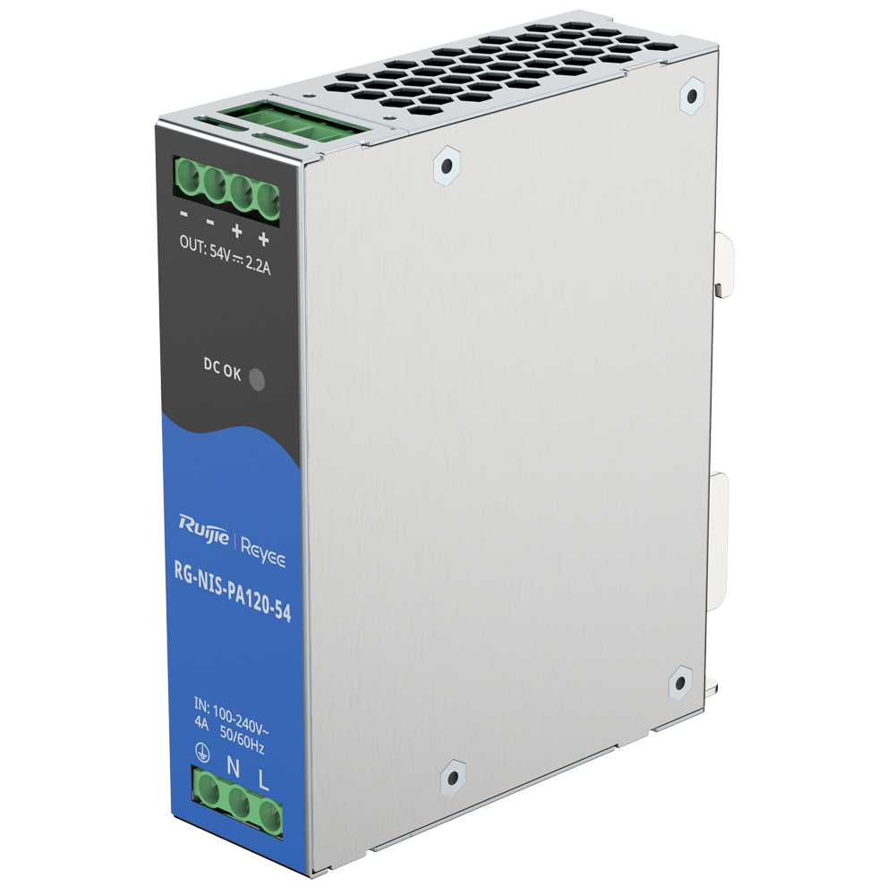 REYEE RG-NIS-PA120-54 - Fuente de alimentación industrial de Reyee - Potencia de salida eficiente de hasta 120W - Entrada universal AC con rango amplio 90-264V - Diseño Fanless sin ventilador totalmente silencioso - Rango de temperatura extremo de -40°C a - imagen 1