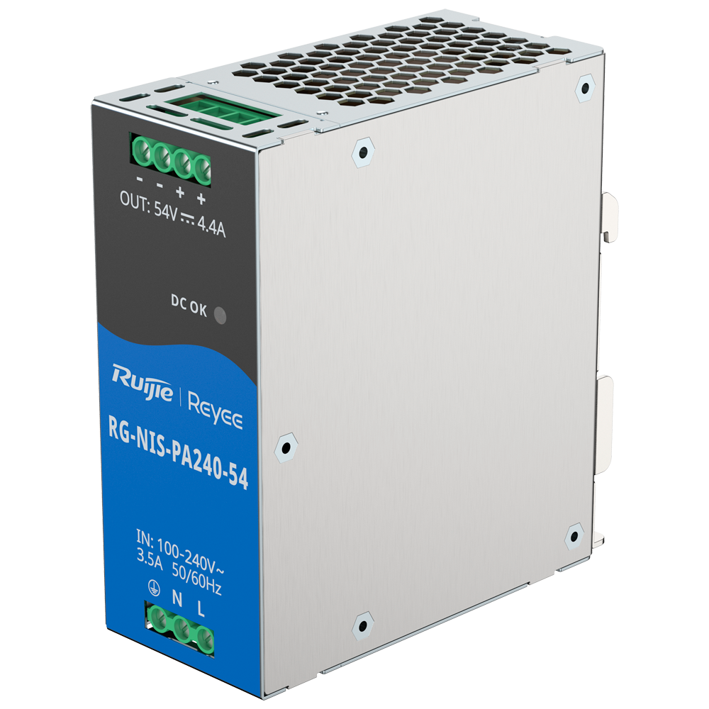 REYEE RG-NIS-PA240-54 - Fuente de alimentación industrial de Reyee - Gran potencia de salida eficiente de hasta 240W - Entrada universal AC con rango amplio 90-264V - Diseño Fanless sin ventilador totalmente silencioso - Rango de temperatura extremo de -4 - imagen 1