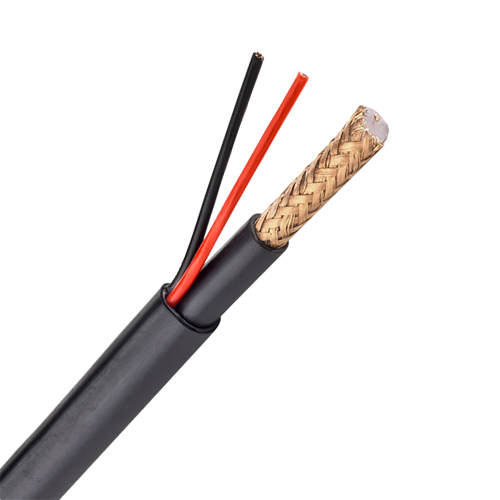 MARCA BLANCA RG59P-100-LSZH - Cable Combinado - RG59 + alimentación - Rollo de 100 metros - Cubierta color negro - Cubierta exterior LSZH