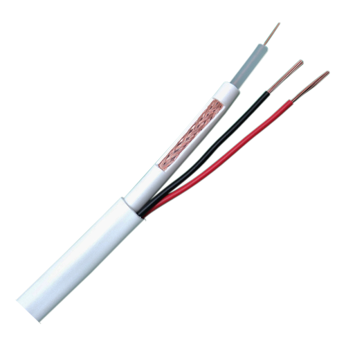 MARCA BLANCA RG59P-100B - Cable Combinado - RG59 + alimentación - Rollo de 100 metros - Cubierta color blanco - Diámetro exterior 9.0 mm - Bajas pérdidas - imagen 1